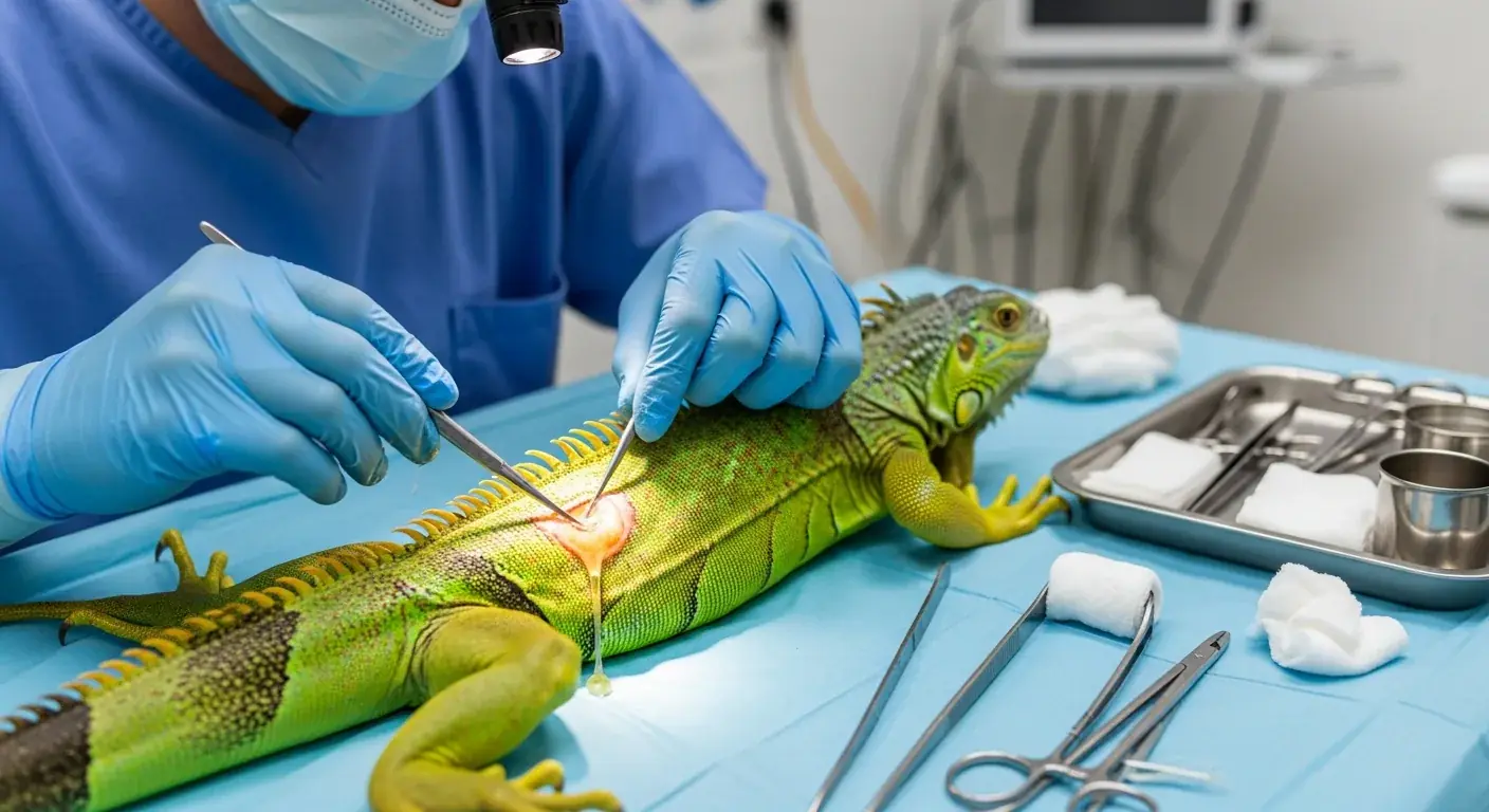 Reptilien-Krankheit: Abszess